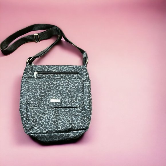 Baggallini Handbags - Baggallini Charcoal Cheetah Print Crossbody Bag Adj Strap Front Flap NWOT